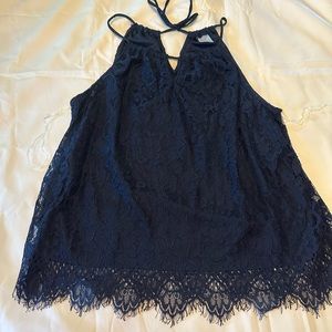 NWOT navy lace halter top